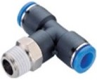 [PT04 1-8] CConector Rápido en "T" rosca PT macho de 1/8 diámetro de manguera 4 MM 